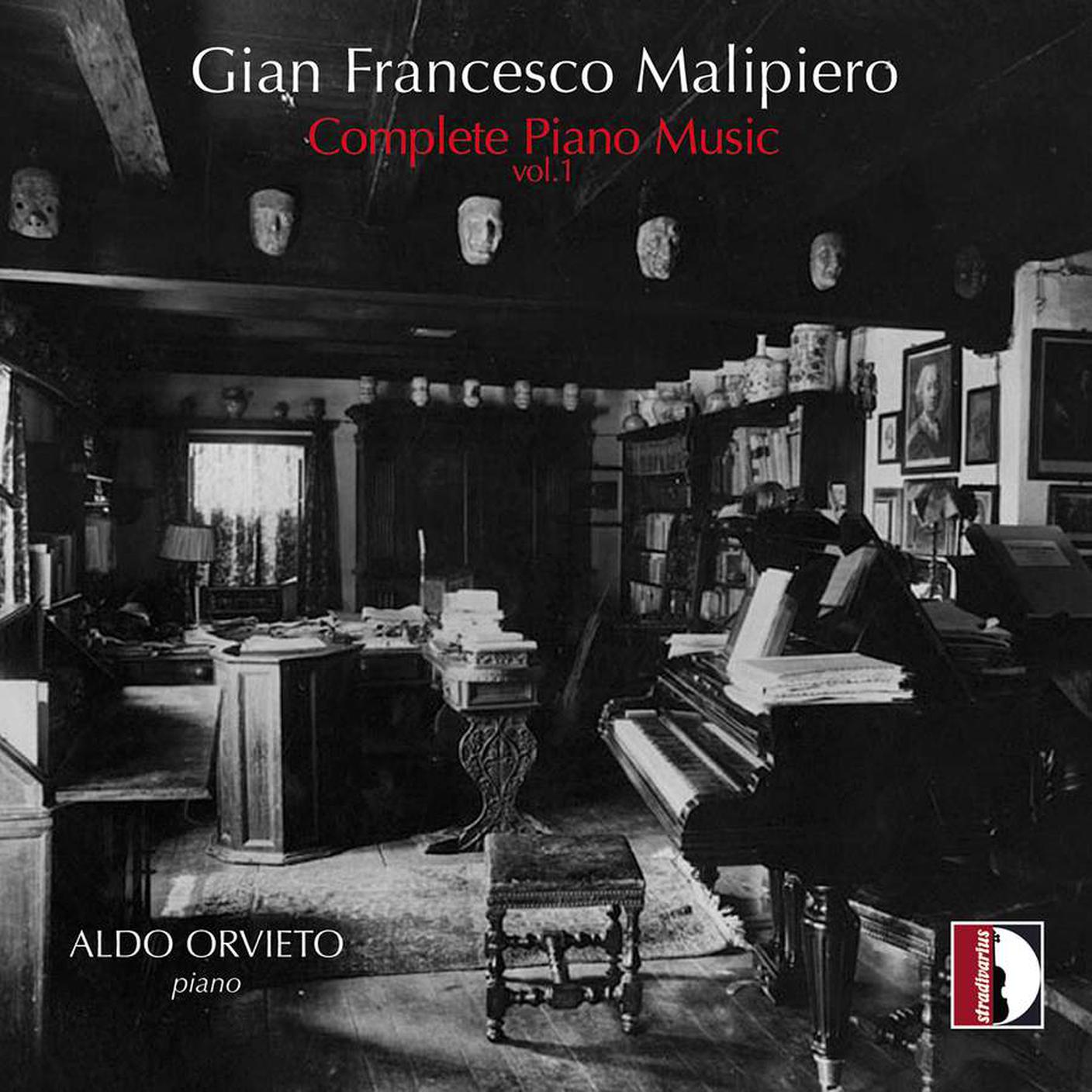 "Complete Piano Music vol.1" di Gian Francesco Malipiero, Stradivarius (dettaglio di copertina)