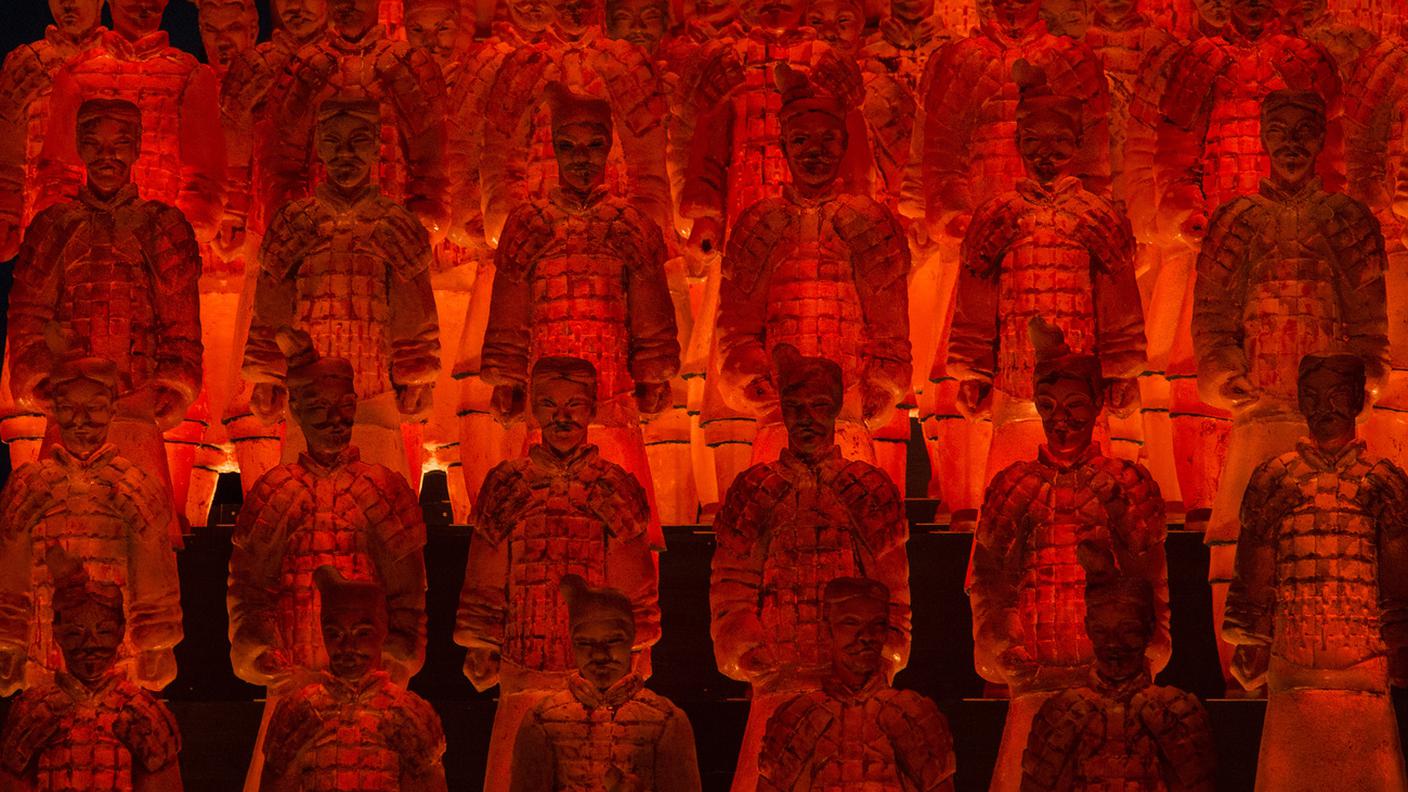 Scena dell'opera "Turandot" di Giacomo Puccini, a Bregenz