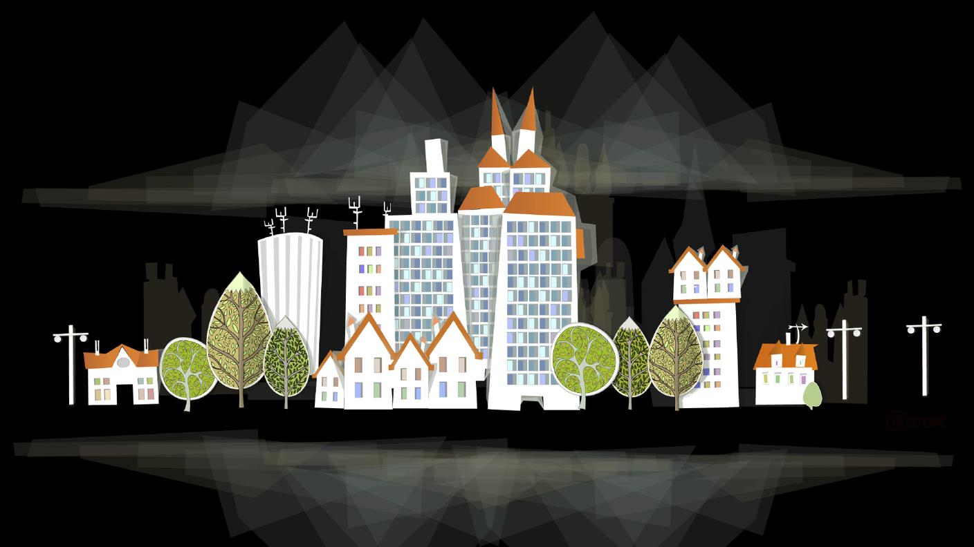 iStock_città_Carta_Sfondo nero