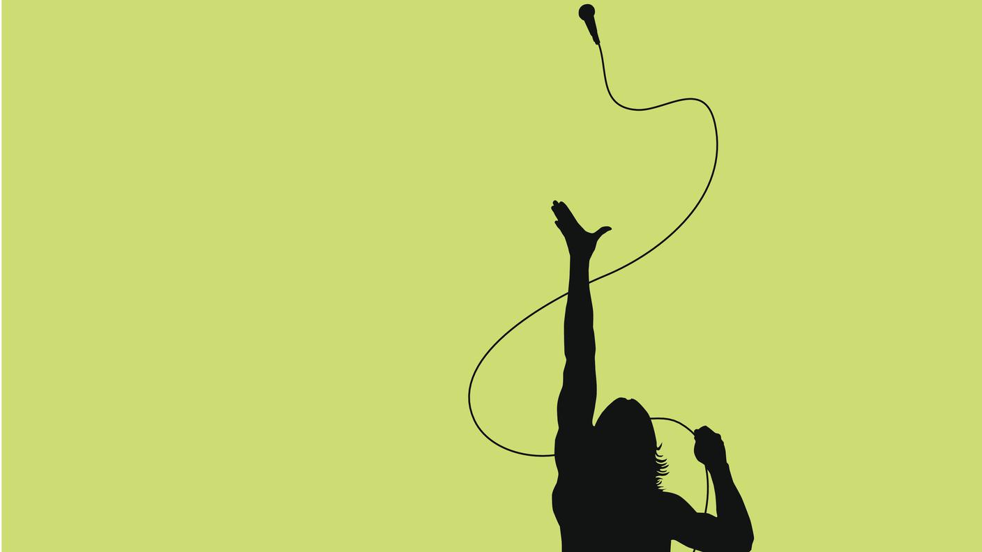 iStock-Musica rock, arte vocale, silhouette, microfono, punk