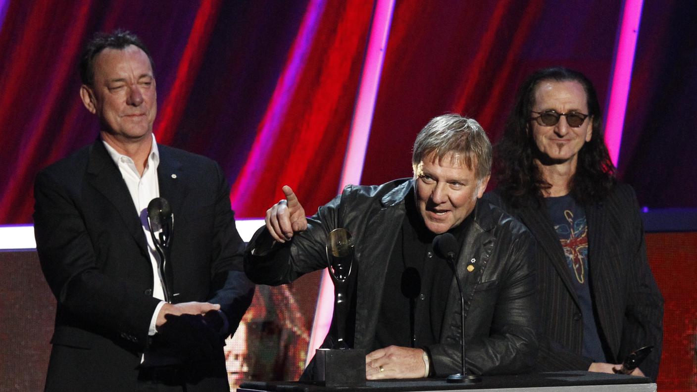 Alex Lifeson, Neil Peart e Geddy Lee al Rock and Roll Hall of Fame, 2013