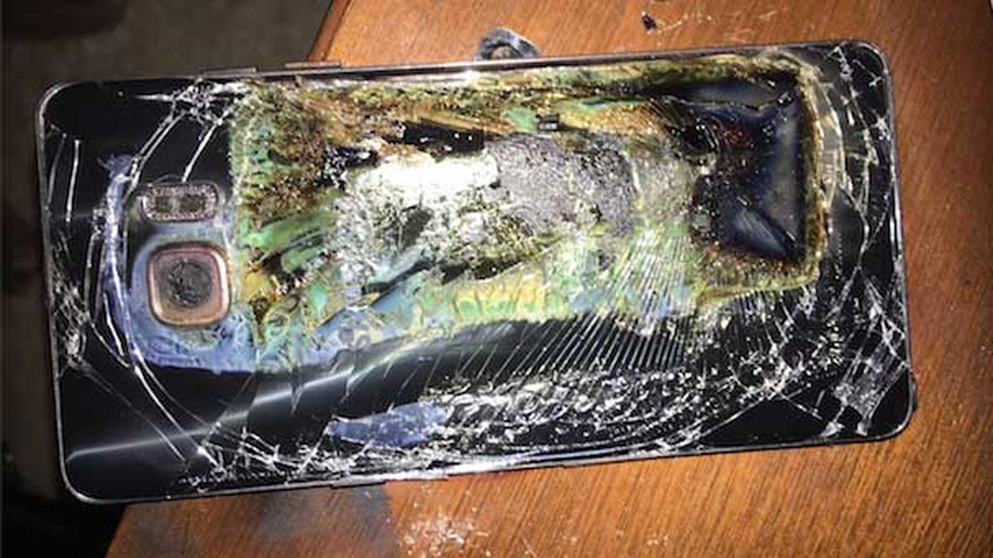 Un cellulare Galaxy Note 7 bruciato