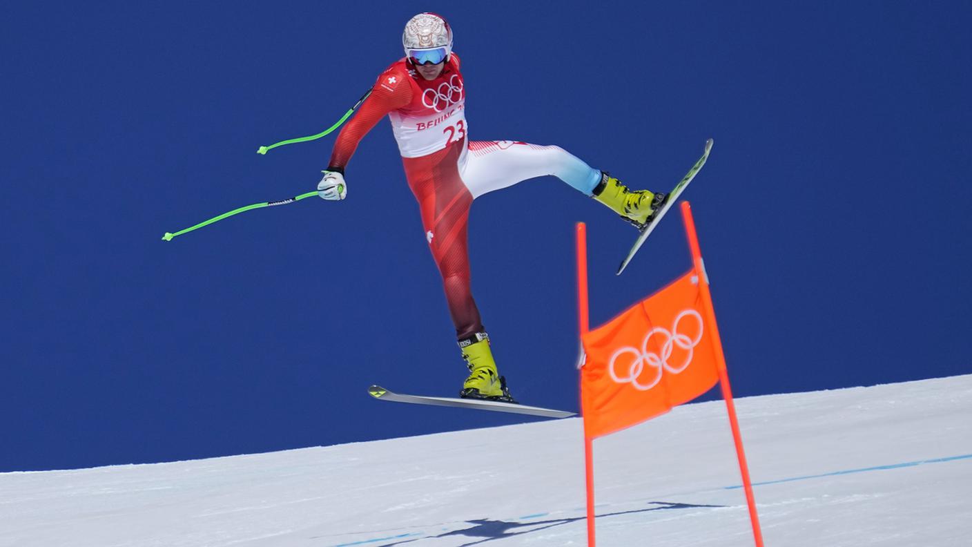 Stefan Rogentin sciatore svizzera prova discesa Beijing 2022