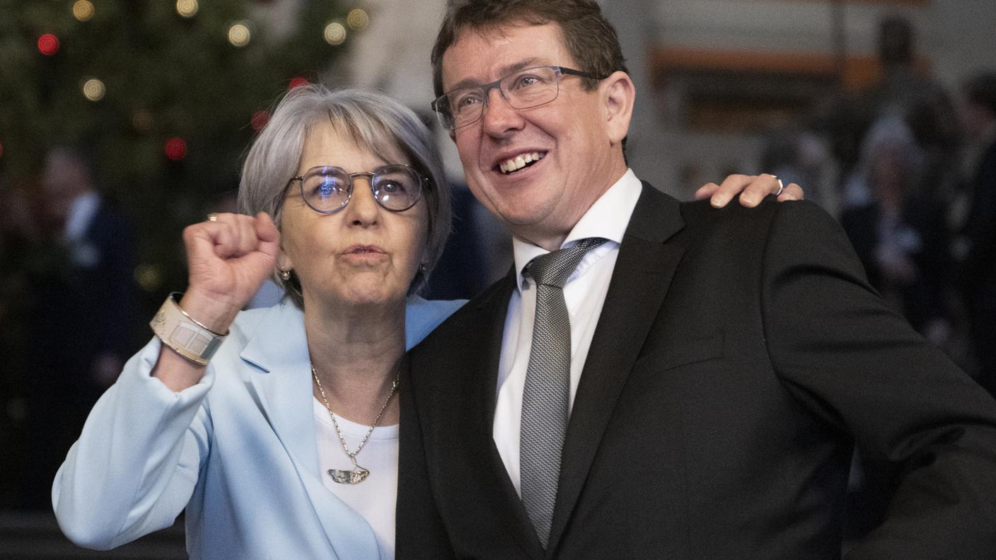 I due neoeletti, Albert Rösti (UDC) e Elisabeth Baume-Schneider
