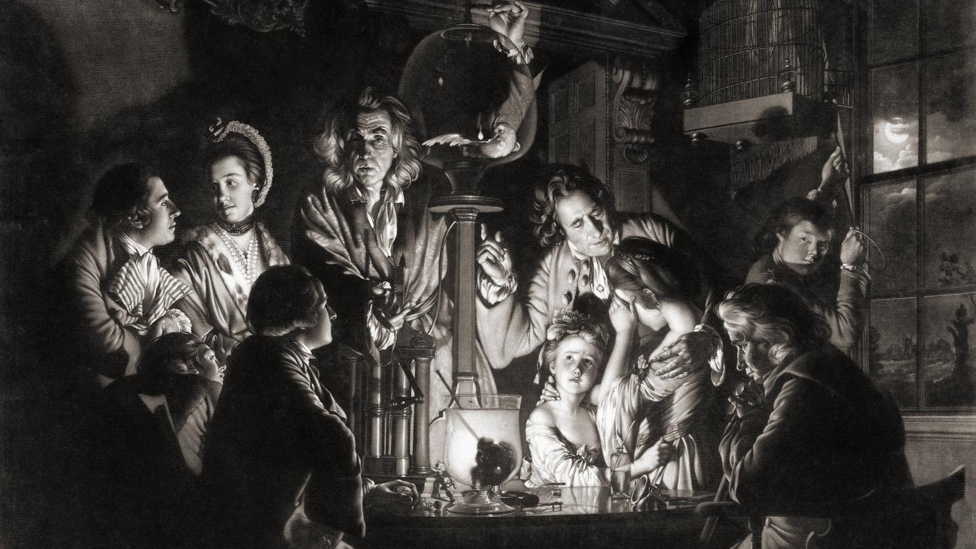 "Esperimento con una pompa pneumatica" (1768) del pittore inglese Joseph Wright of Derby.