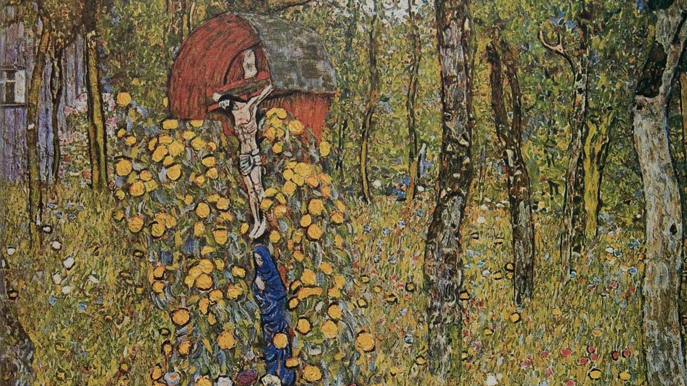 Gustav Klimt - Giardino agriturismo con crocifisso