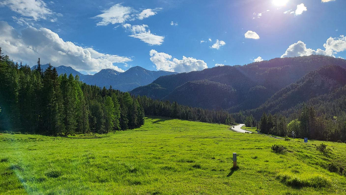 Bella vista serale nella valle di Fuorn nel Parco Nazionale Svizzero