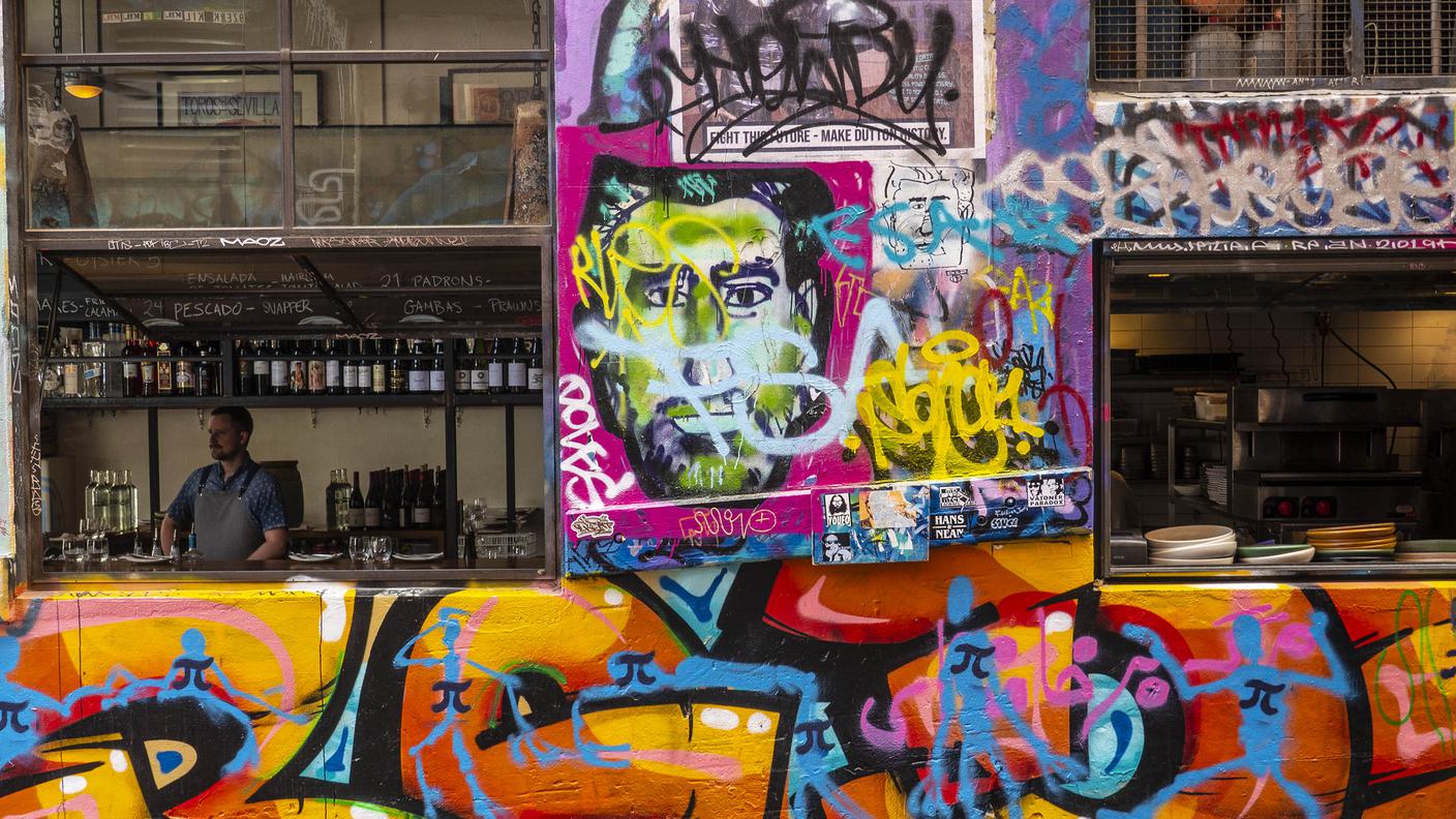 Graffiti alla Hosier lane a Melbourne