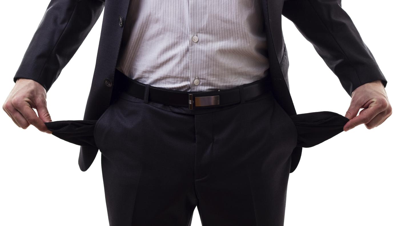 Fallimento, povertà, debito, perdita lavoro, soldi, Disoccupazione, tasche vuote, pignoramento