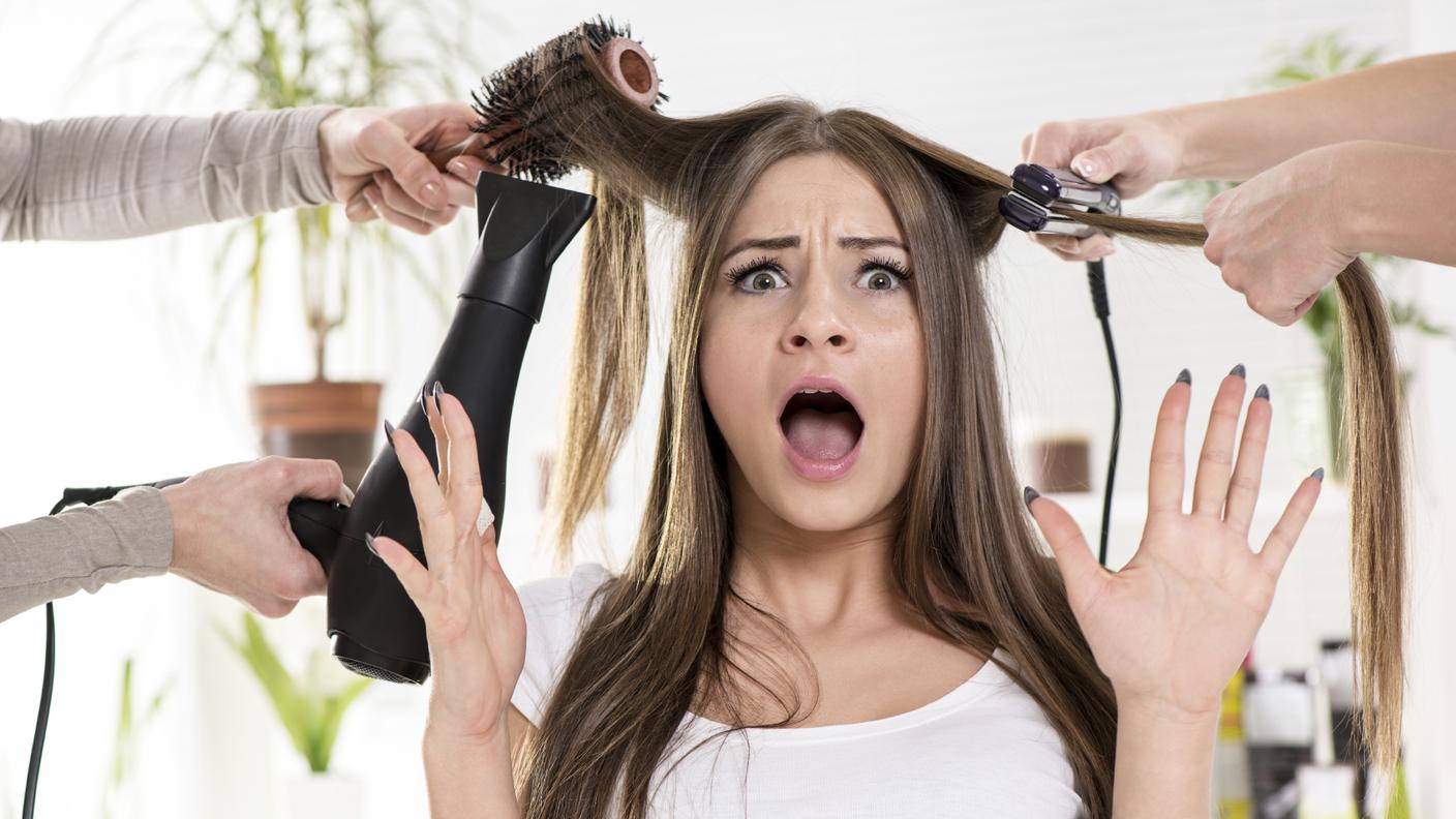 Salone di parrucchiere, Capelli lisci, Donne, Capelli, Affranto, Preoccupato, Asciugare,