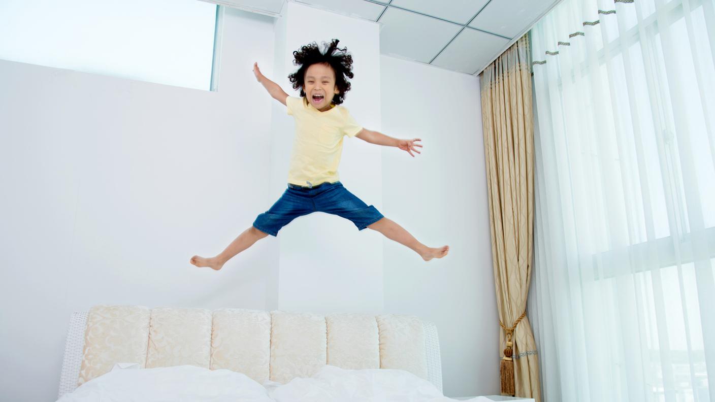 iperattività, bambini, bambino, saltare sul letto
