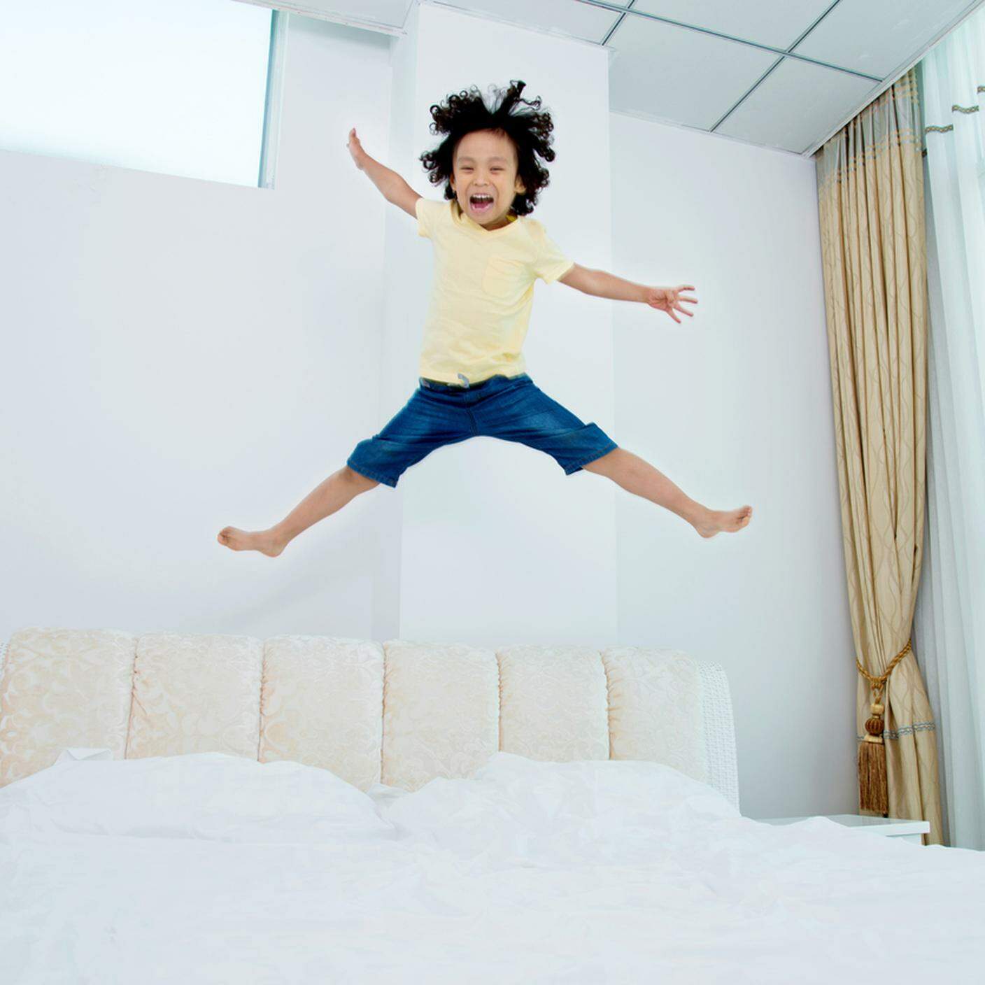 iperattività, bambini, bambino, saltare sul letto