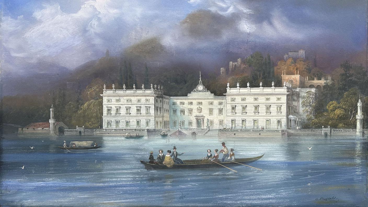 Carlo Bossoli, Villa Taverna a Torno sul lago di Como, 1846, tempera su carta, 38 x 58 cm, Como, collezione privata.