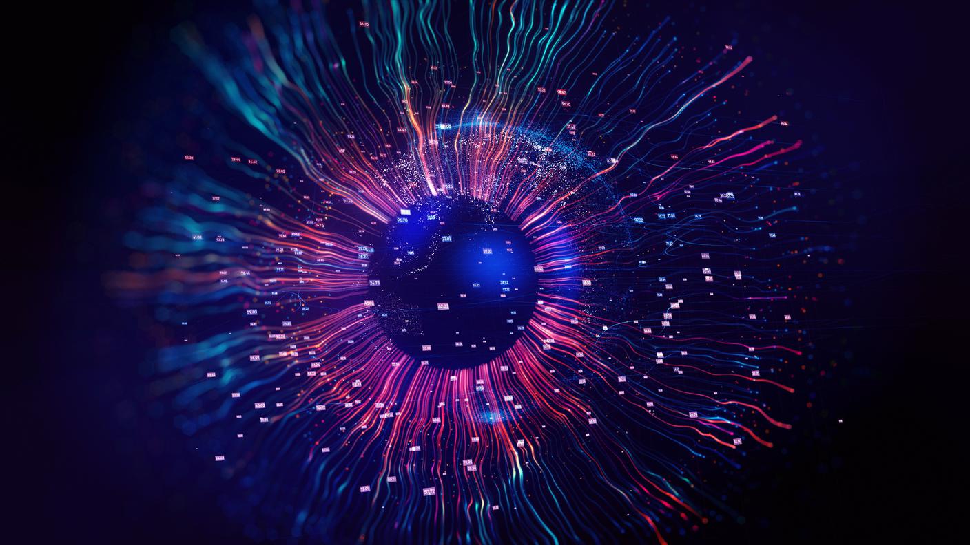 cinema e scienza, risoluzione 4K dello sfondo stock delle linee d'onda oculari digitali