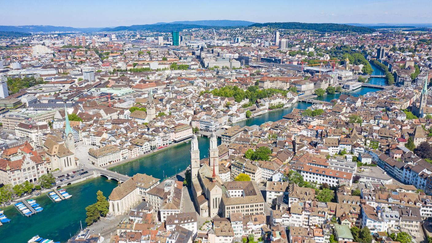 Città di Zurigo, vista dall'alto