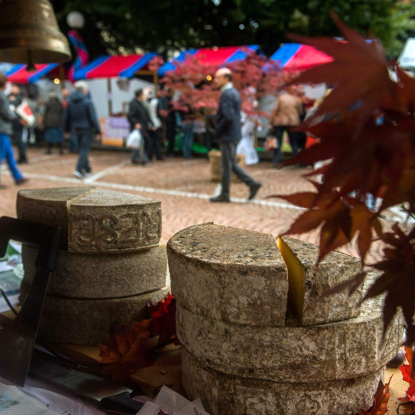 Rassegna d'autunno, Mercato dei Formaggi, tra le bancarelle di formaggi in Piazza Governo a Bellinzona