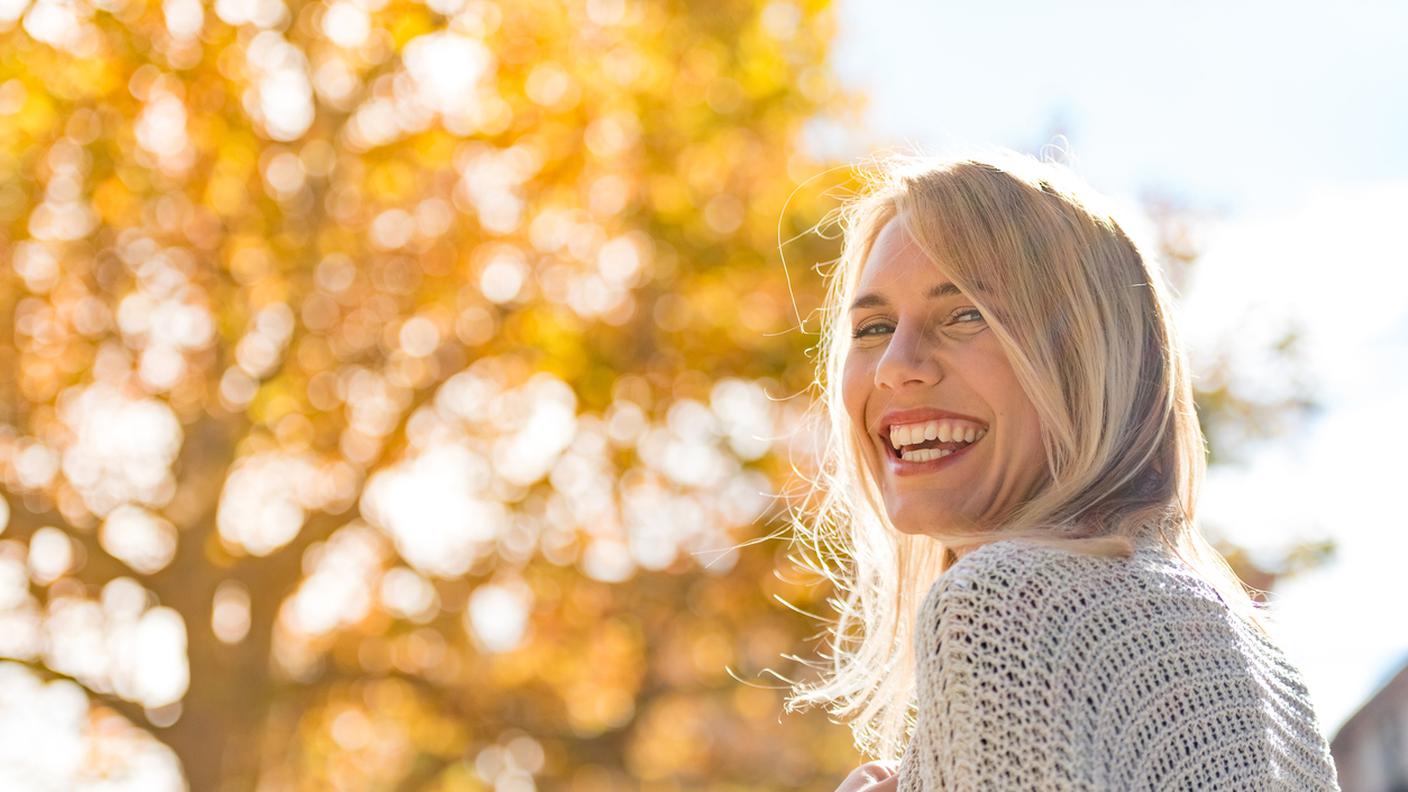 sorriso, donna, sorridere