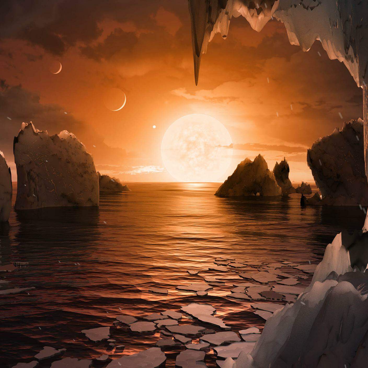 Possibile superficie TRAPPIST-1F, uno dei pianeti appena scoperti nel sistema TRAPPIST-1, Nasa