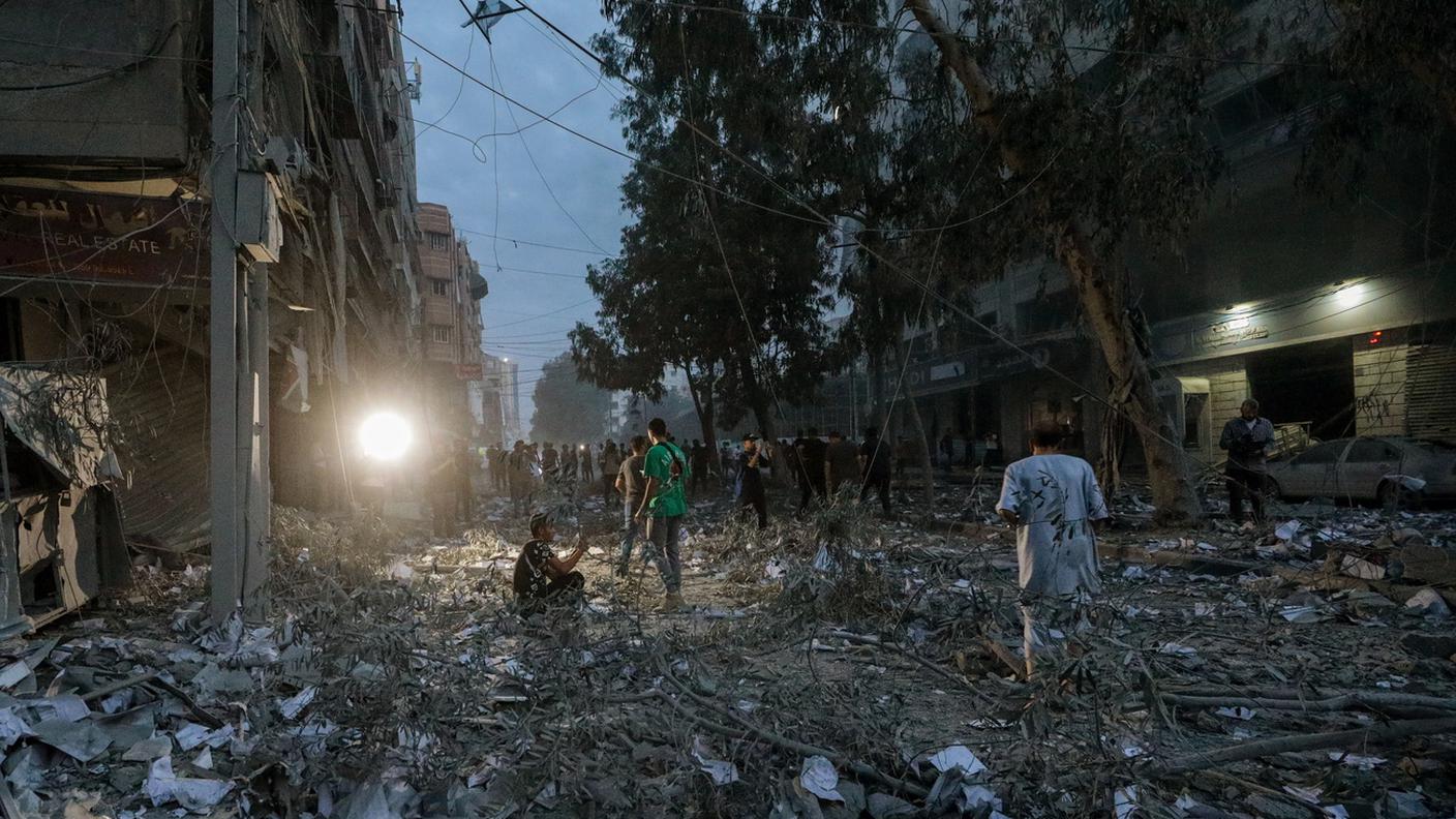 Macerie a Gaza City, 7 ottobre 2023