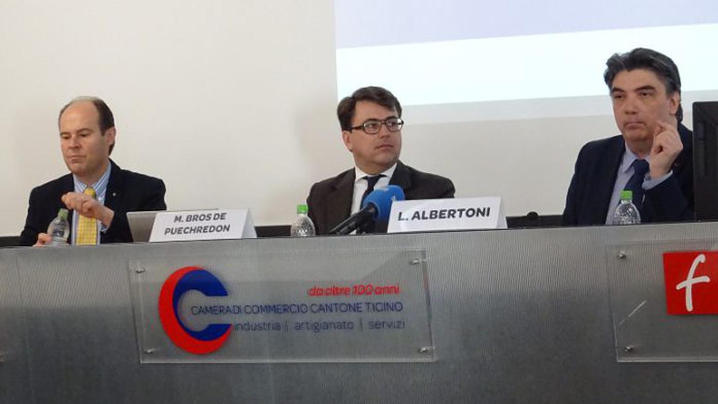 Glauco Martinetti, Presidente della Camera di Commercio, Marc Bros de Puerchredon, direttore e Presidente di BAK Economics AG e Luca Albertoni, direttore della Camera di commercio