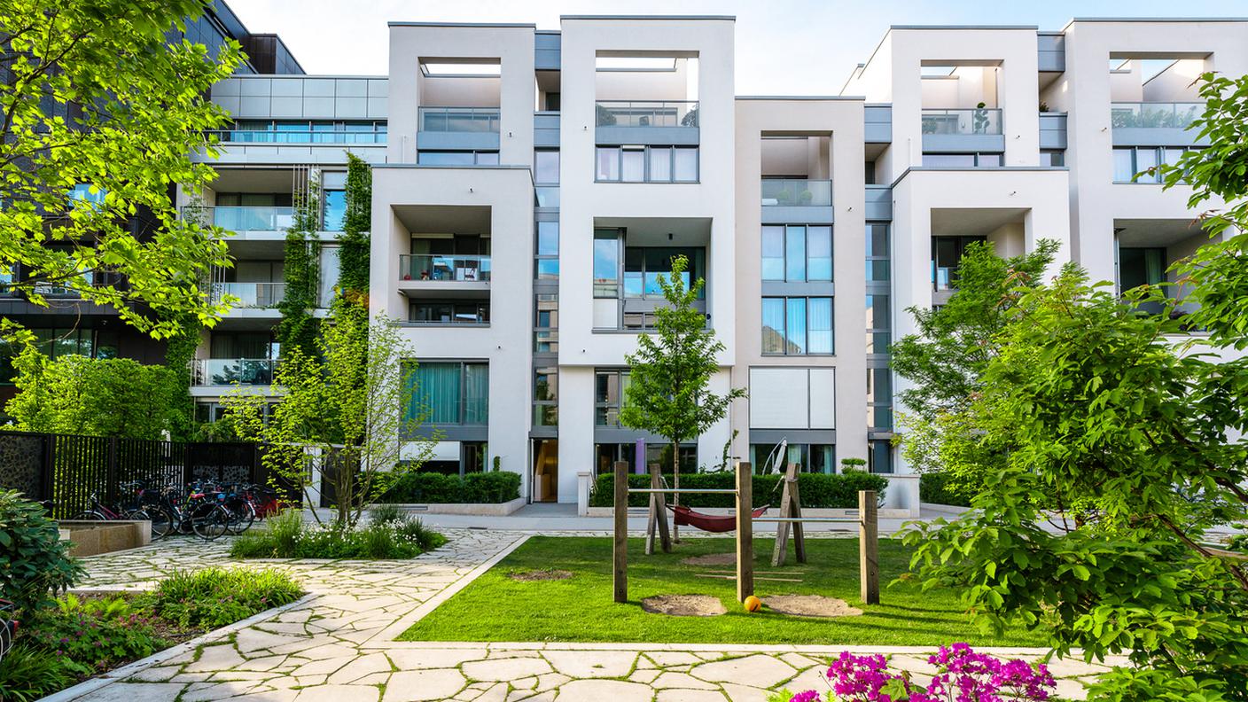 complesso abitativo, parco giochi, cohousing