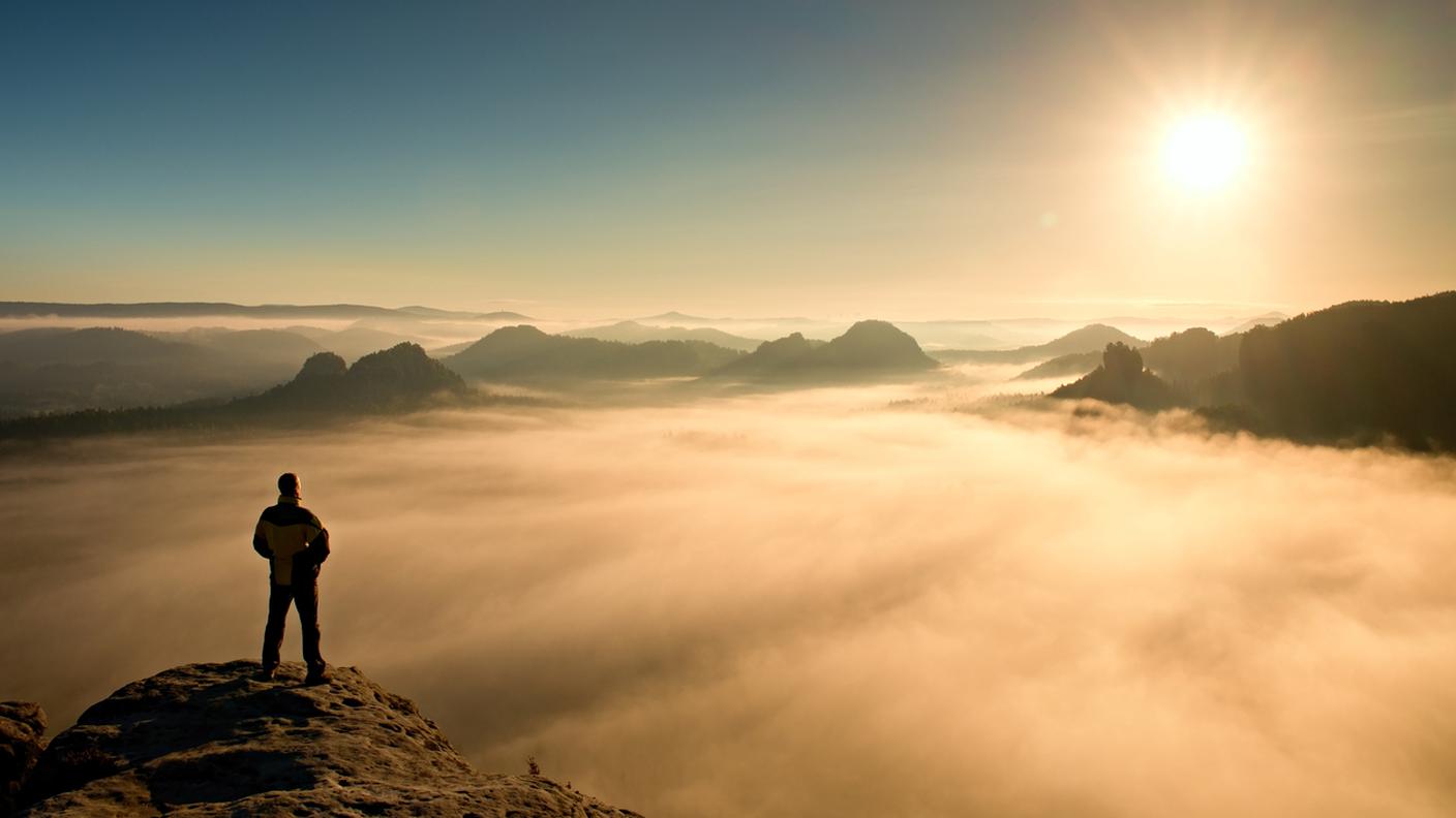 Montagna, vetta, cima, ammirare, Tramonto, Nebbia, Autunno, Svizzera, Montagna