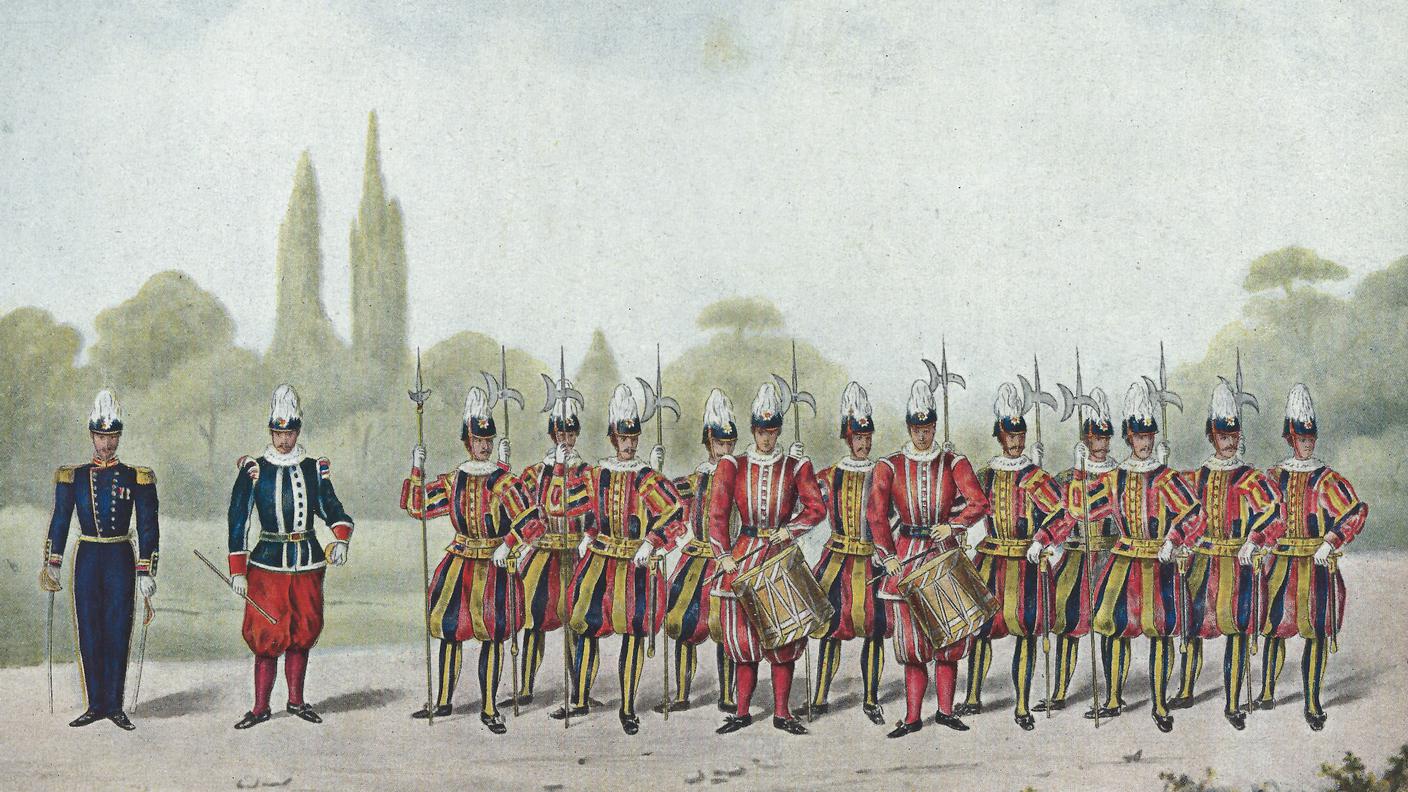 L'esercito pontificio in alta uniforme negli ultimi anni prima del 1870 disegnato dal Canonico Camillo Viviani (1890)