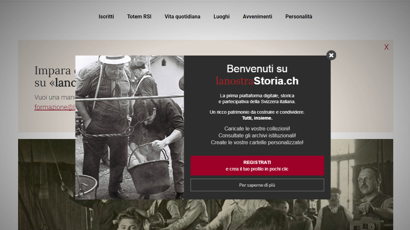 La homepage lanostraStoria.ch 