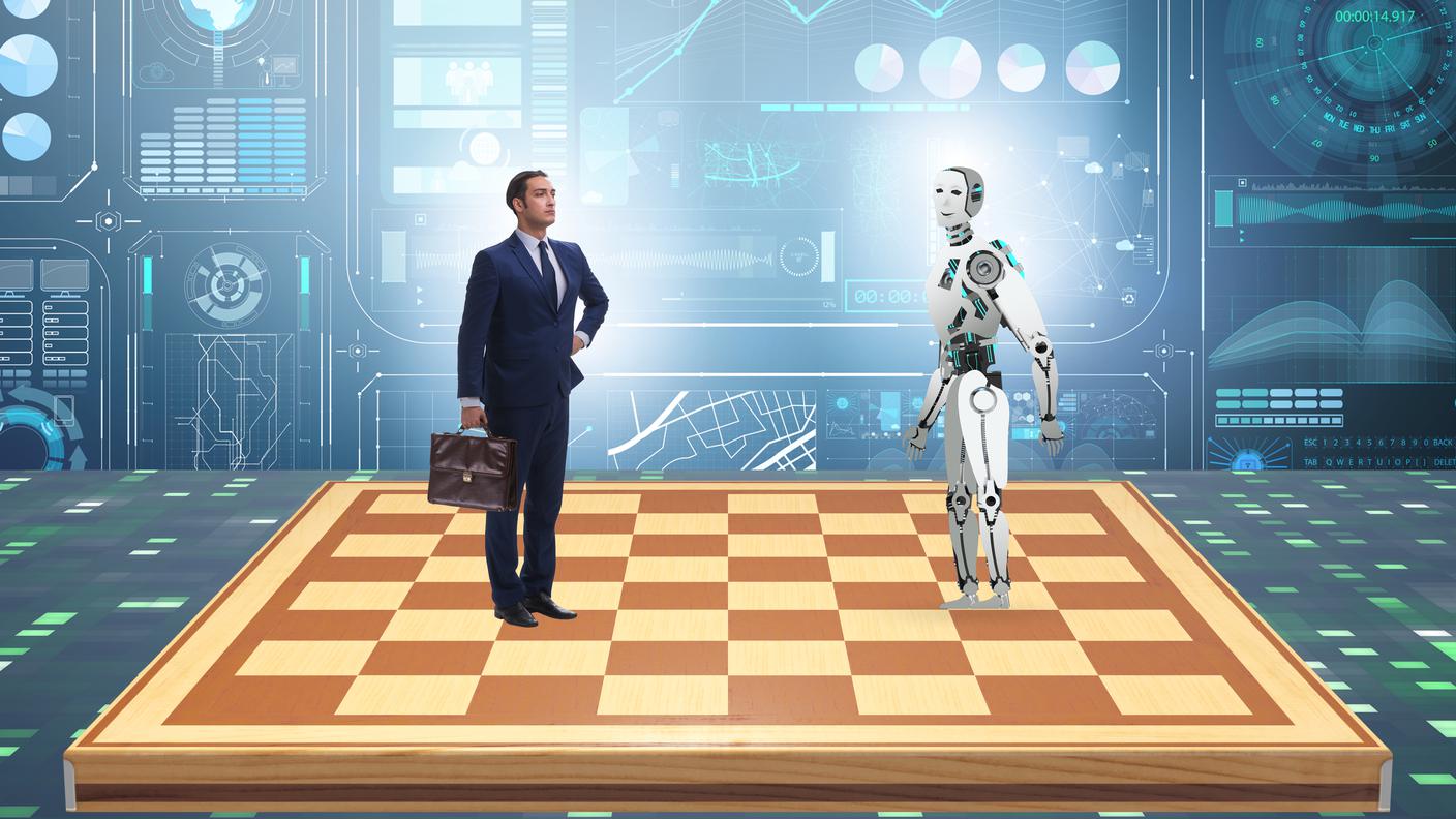 Concept of rivalry between robots and humans
