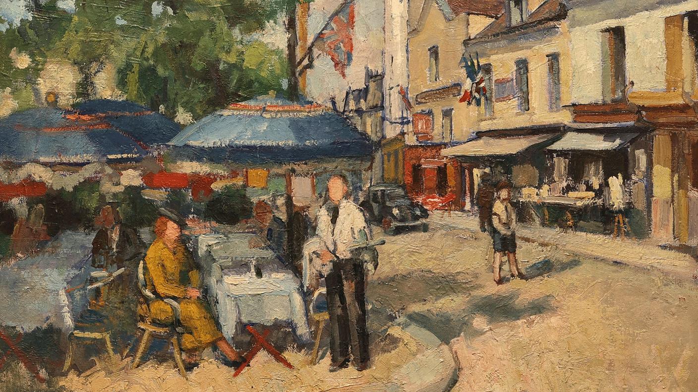  Angelo Giorgetti (1899-1960), "Montmartre, Place du Tertre (Parigi)", circa 1955 (dettaglio dipinto) 