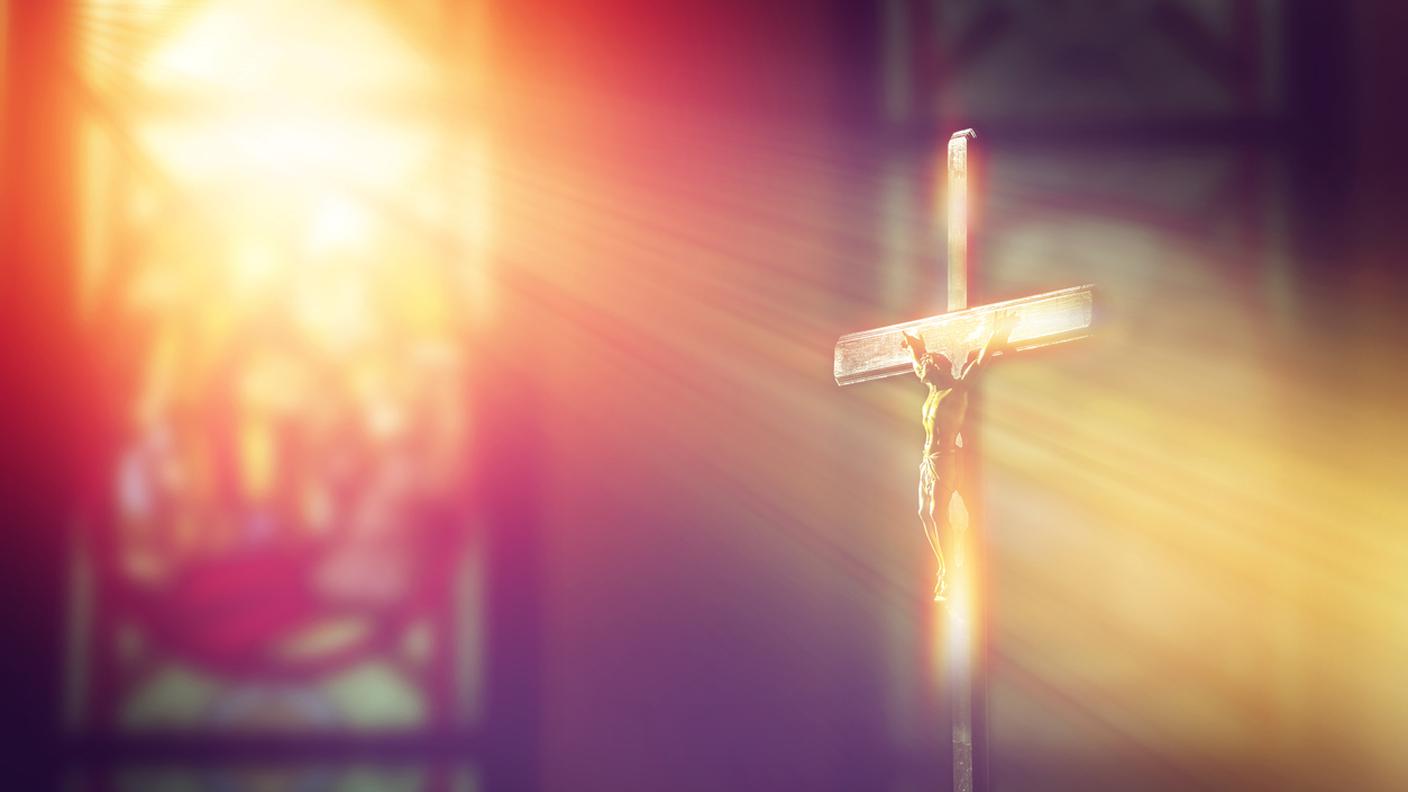 chiesa, Croce, Crocifisso, sole, finestre
