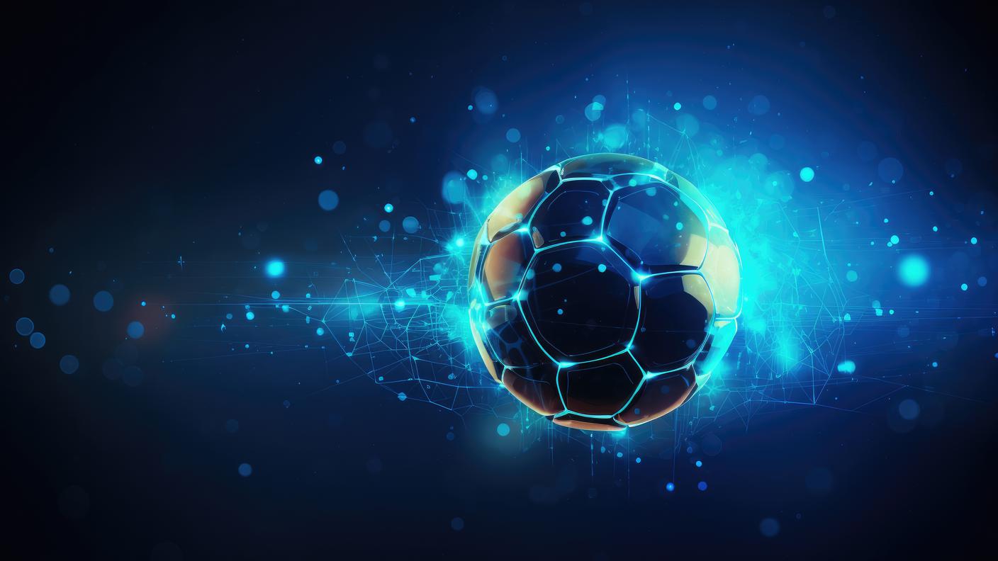 palla da calcio, cielo, stelle (generata da IA)