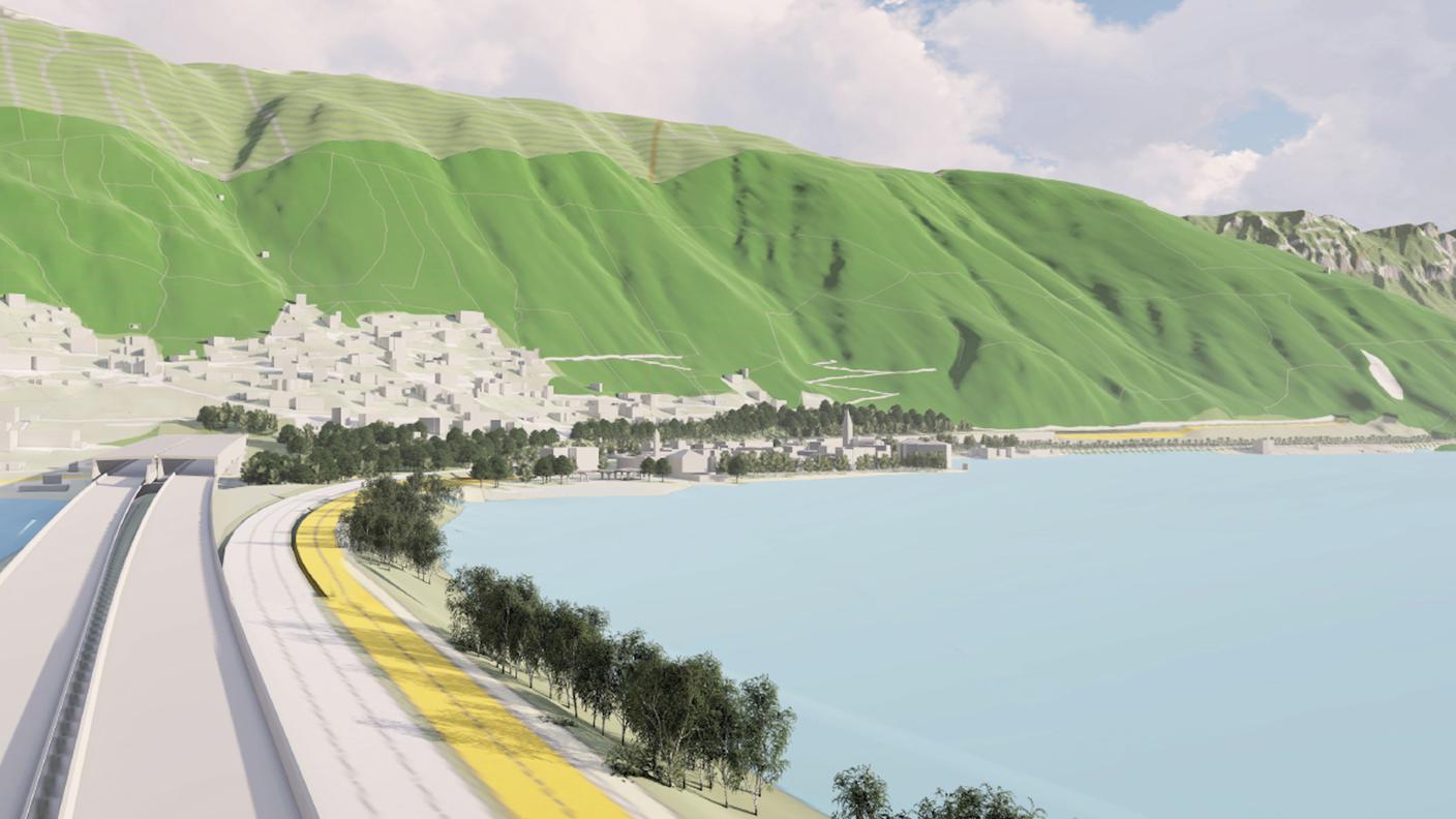 Terza corsia autostradale a Bissone