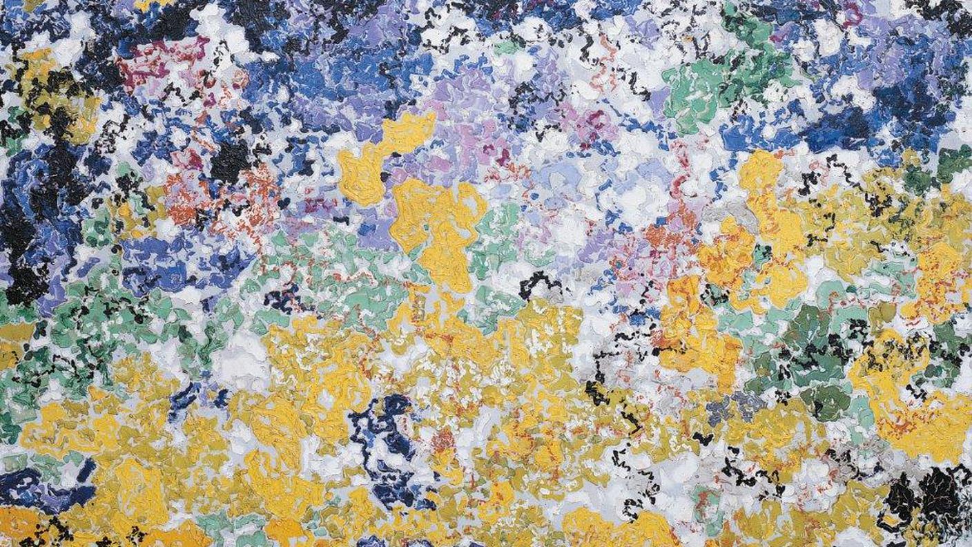 Augusto Giacometti, Fantasia coloristica, 1913, Öl auf Leinwand, 142 x 142 cm, Kunstmuseum St. Gallen, Ernst-Schürpf-Stiftung