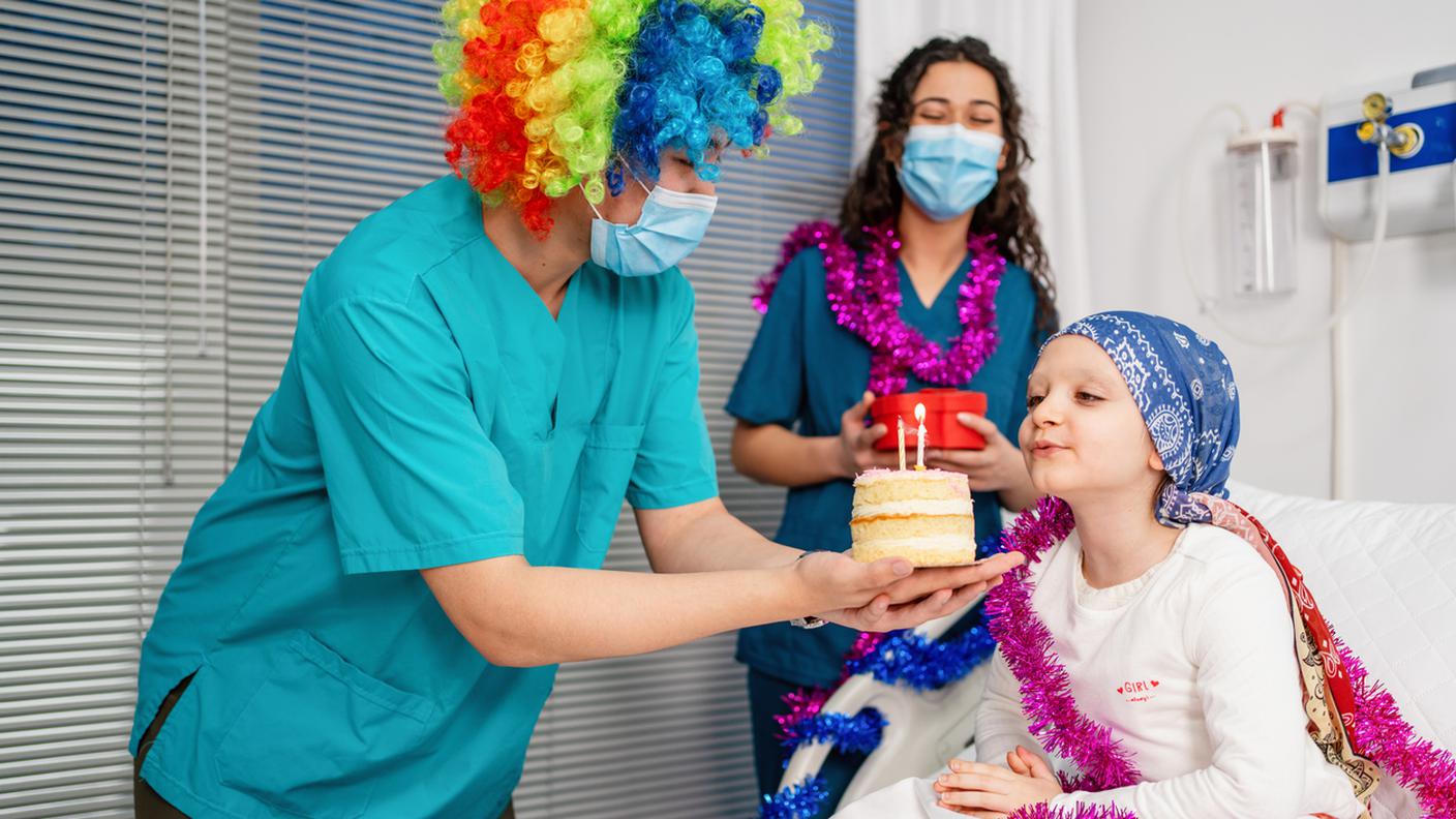 clown, ospedale, bambino, malato, tumore
