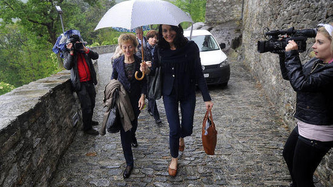 Widmer-Schlumpf e Sadis all'arrivo a Sasso Corbaro