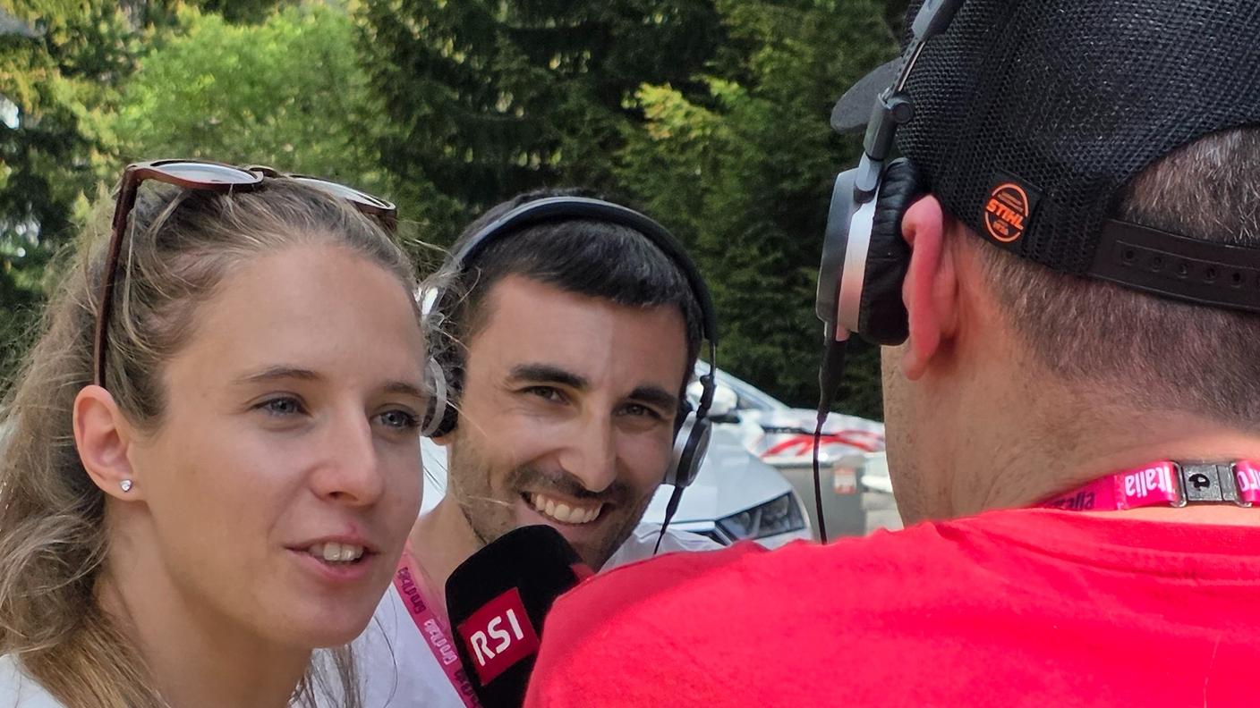 Camille Rast, sciatrice Svizzera e Axel Belloni