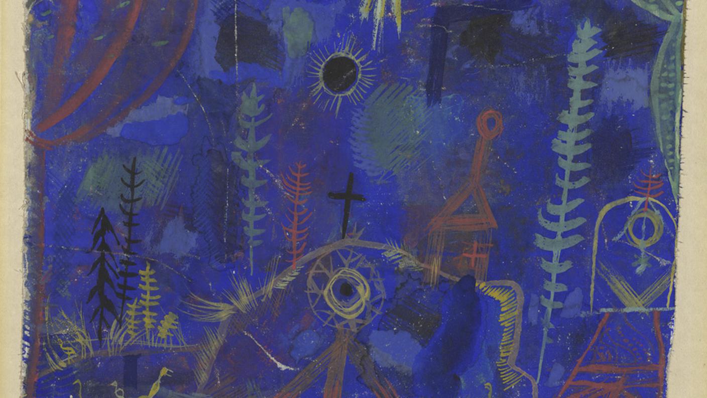 Paul Klee, Hermitage, 1918. Watercolour and gouache on primed linen on cardboard.