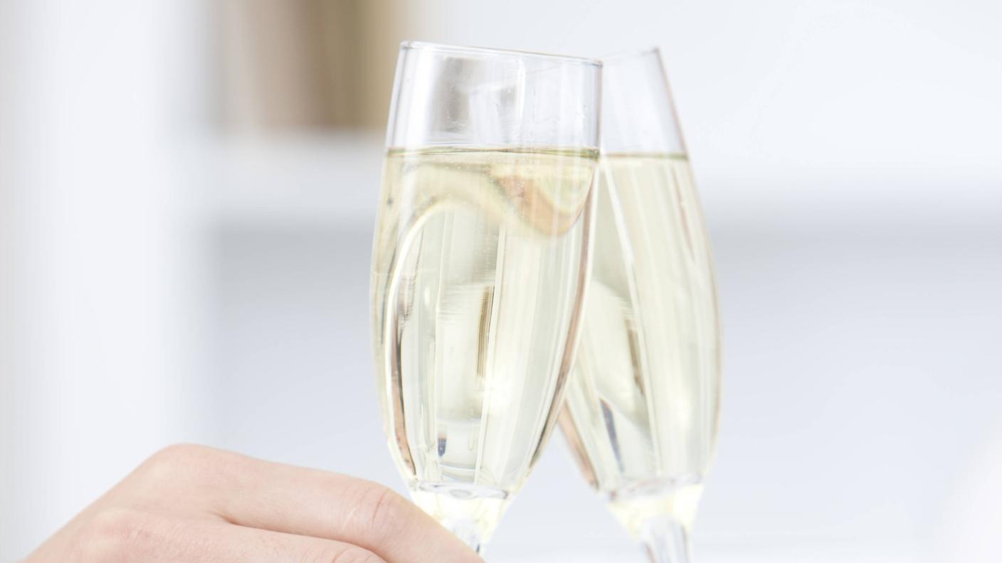 Champagne flutes toasting