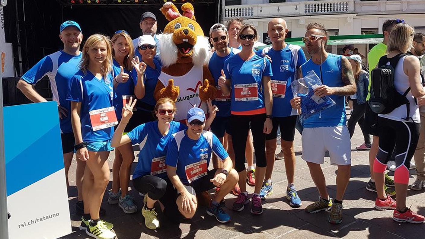 Il Team Rete Uno che ha corso la StraLugano 2017