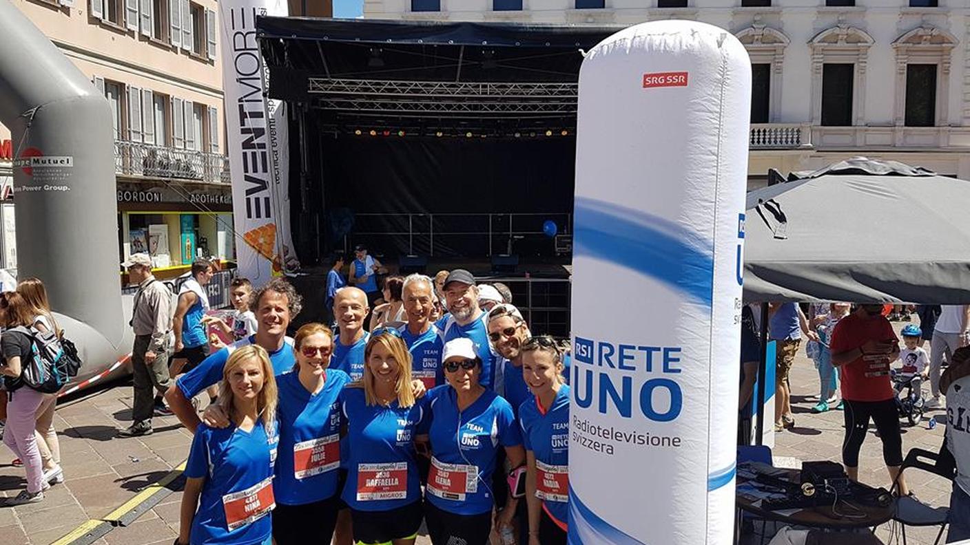 Il Team Rete Uno che ha corso la StraLugano 2017