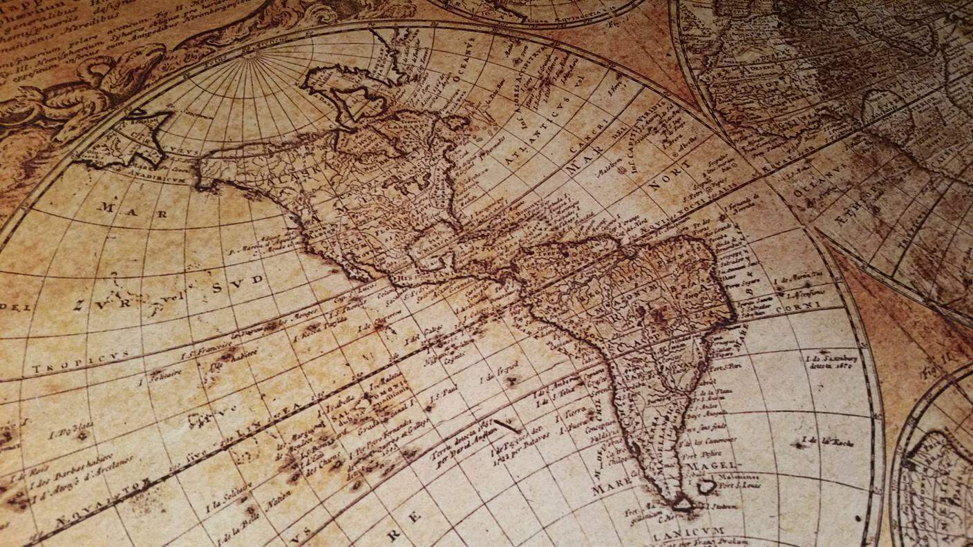 antica mappa mondo, globo