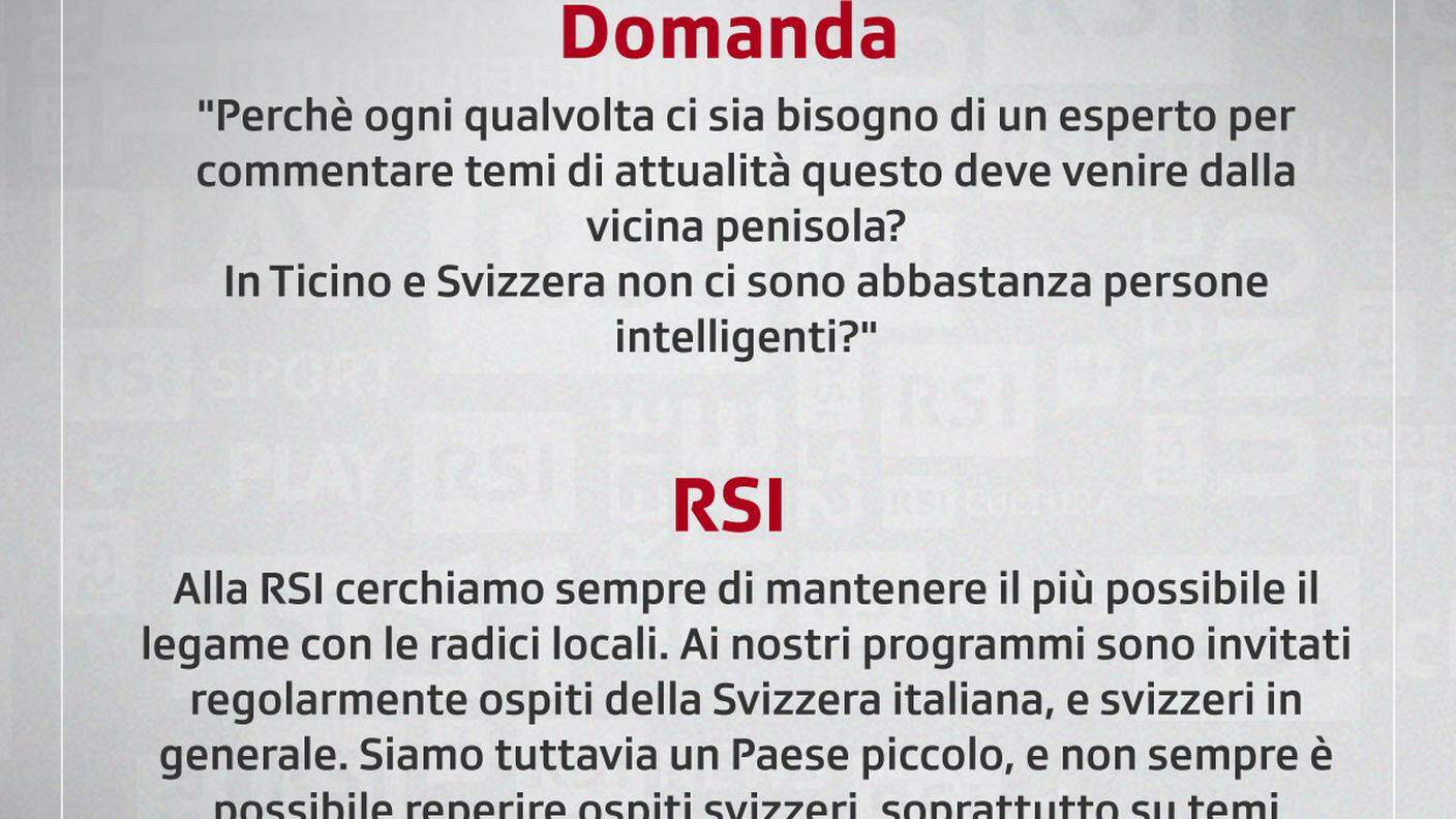 La RSI è troppo italianizzata