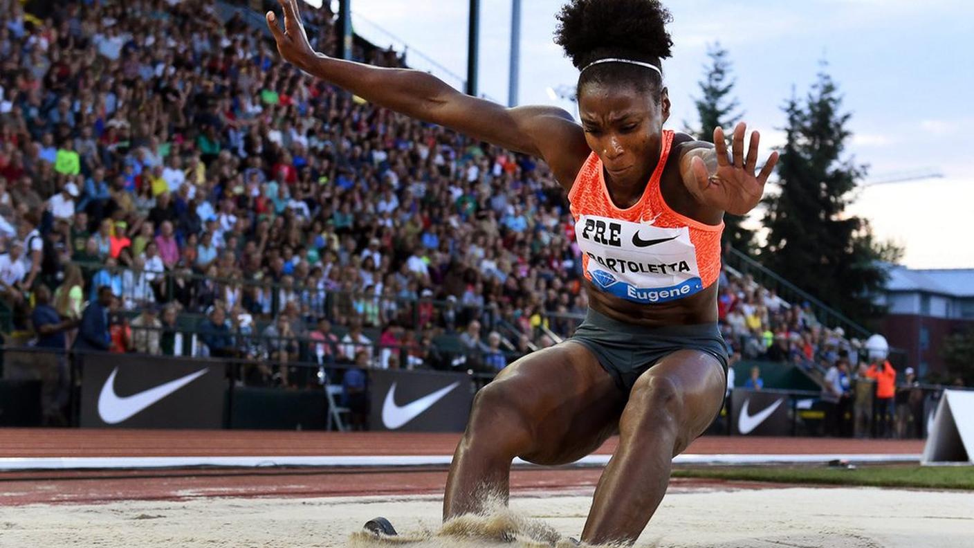 Tianna Bartoletta impegnata nella sua disciplina preferita