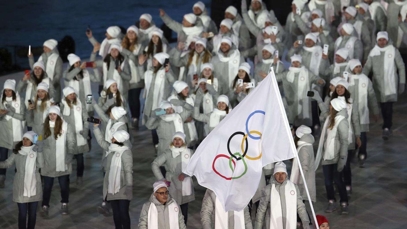 La sfilata degli atleti russi a PyeongChang