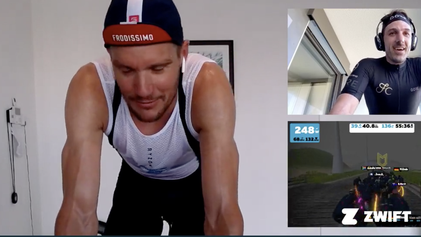 Jan Frodeno in bici con Fabian Cancellara