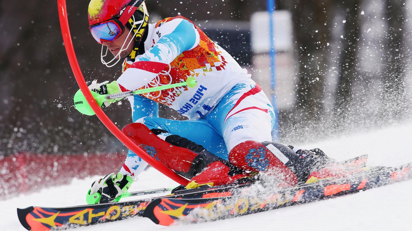 Marcel Hirscher, in azione verso l'argento