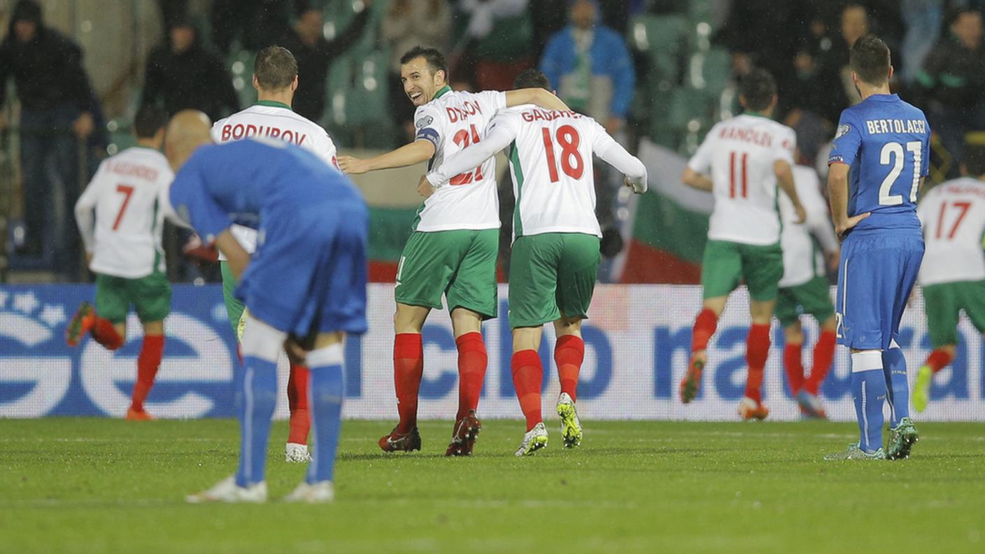 I bulgari festeggiano il gol del vantaggio