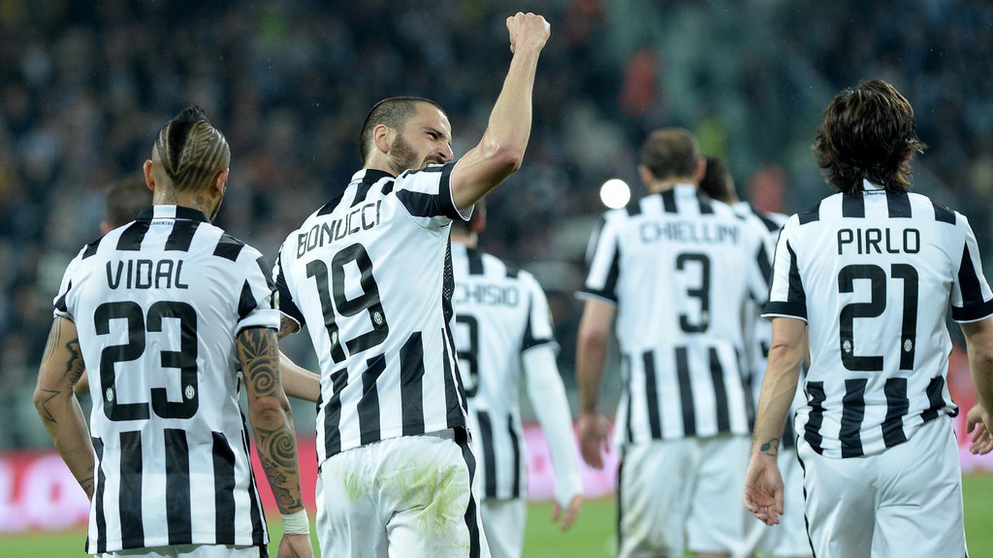 L'esultanza di Bonucci dopo il 2-0