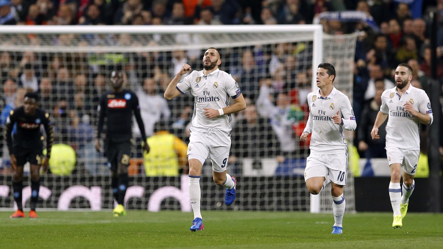 Benzema esulta dopo l'1-1